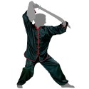 Tenue Kung Fu satin noir à liseret rouge
