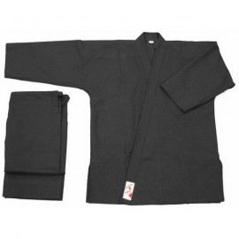 Kimono noir - Vo phuc noir semi-claquant 10 oz