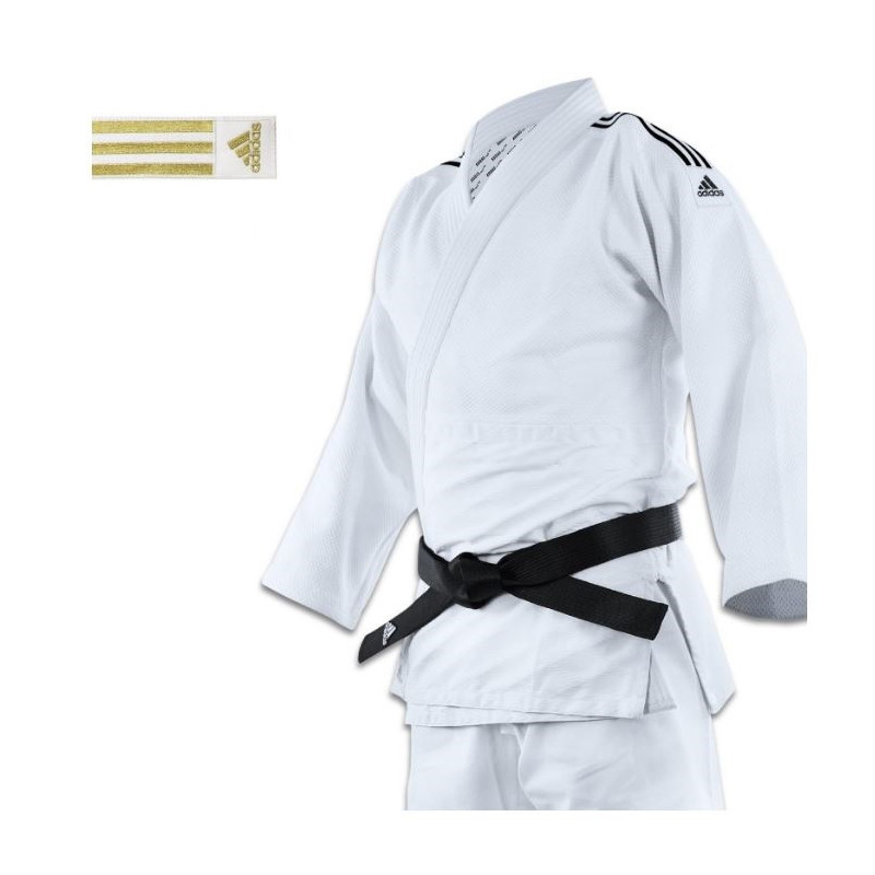 Kimono adidas judo J690 Quest à bandes or intérieur