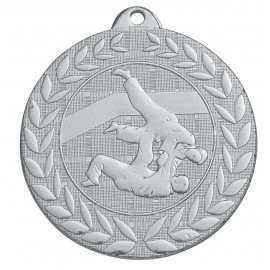 Médaille frappée judo argent - 50 mm