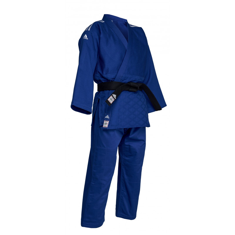 Kimono de judo adidas bleu Champion II - vue de coté