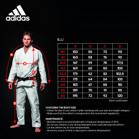Guide de taille kimono JJB Adidas