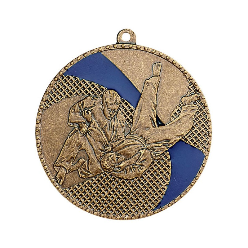 Médaille frappée judo metal bleu bronze- 50 mm