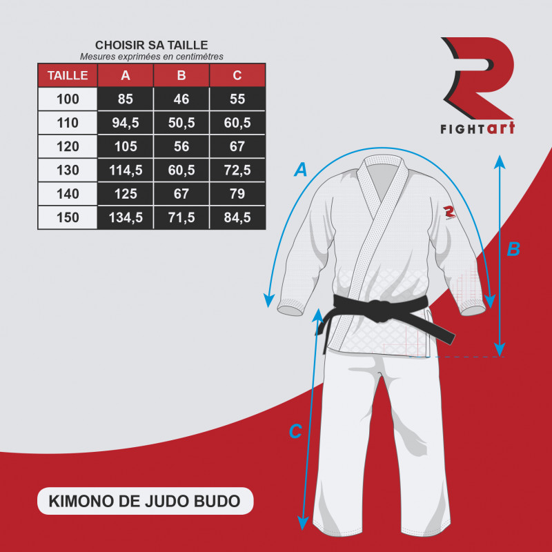guide des tailles kimono de judo enfant Fight Art Budo
