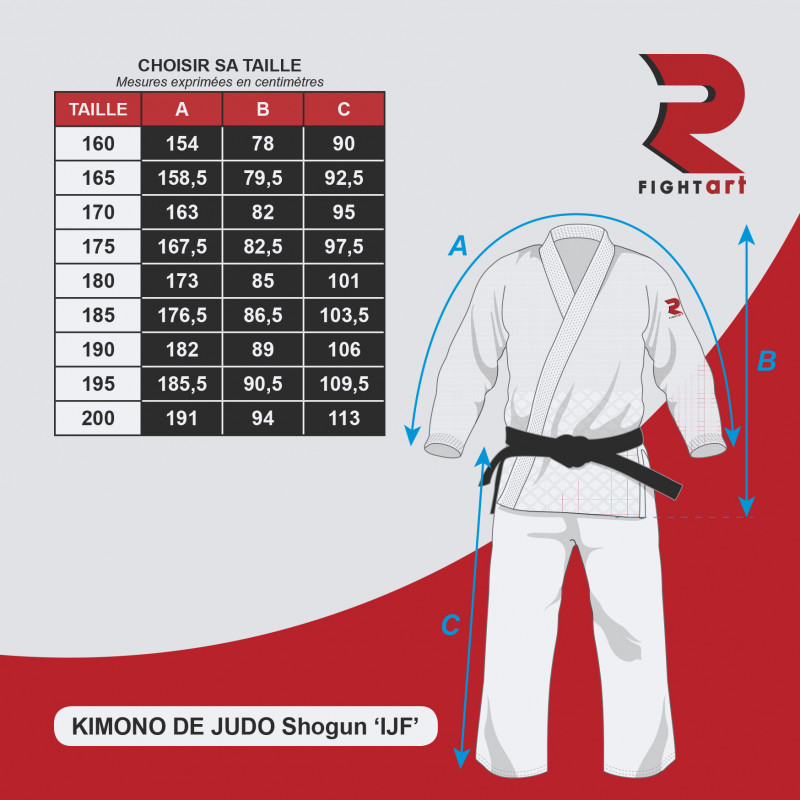 guide des tailles Kimono judo Fight-art compétition IJF -Shogun